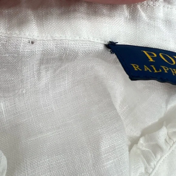 NWT Polo Ralph Lauren Crisp White Linen V-neck Tie Front Top XL - Picture 8 of 10